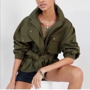 Anthropologie mare mare Dark Green cotton stretch Utility Jacket sz small